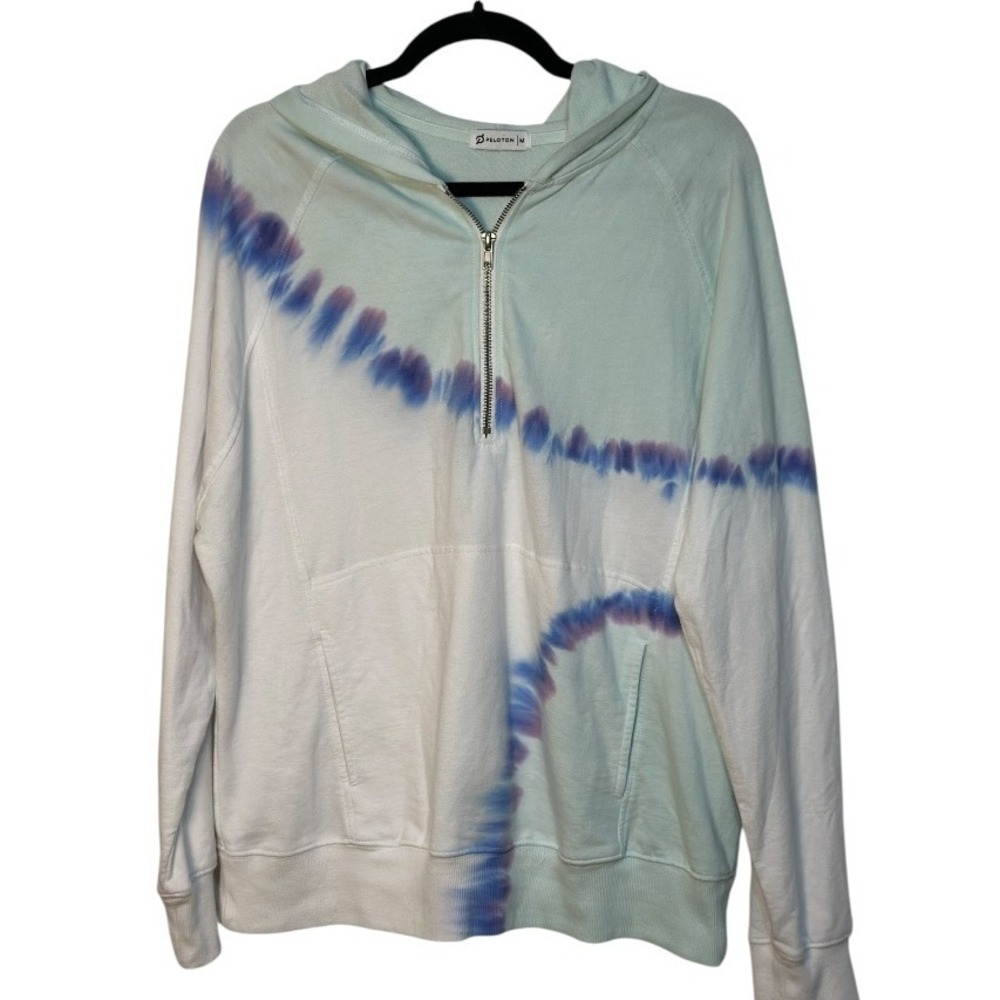 Peloton Tie Dye blue purple Quarter Zip‎ Pullover Hoodie Sweatshirt Activewear M